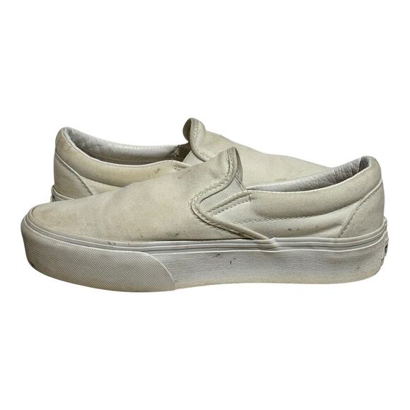 Vans Classic Slip On White Canvas Sneakers Women's 8 Triple White 721356 - Picture 6 of 8